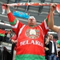 MINSK, BELARUS - MAY 9: Belarus fan cheering on his team during preliminary round action against the U.S. at the 2014 IIHF Ice Hockey World Championship. (Photo by Andre Ringuette/HHOF-IIHF Images)